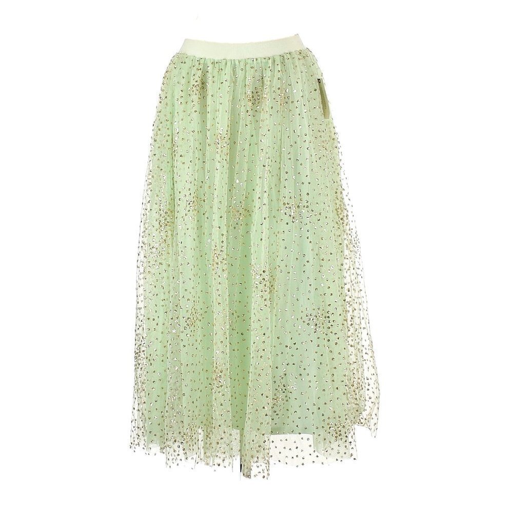NWT Anthropologie Sydney Shimmer Tulle Midi in Green Glitter Gold Dot Skirt XS - Picture 4 of 10